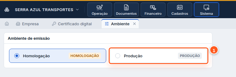 Escolha do ambiente de emissão